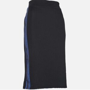 NWOT‎ ZARA Black Blue Side Stripe Athleisure Pencil Jersey Midi Skirt Medium M